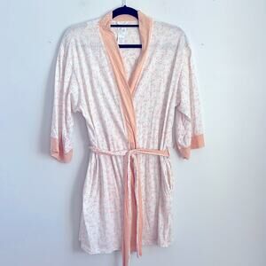 Aria floral polka dot print 3/4 sleeve jersey knit robe sz M